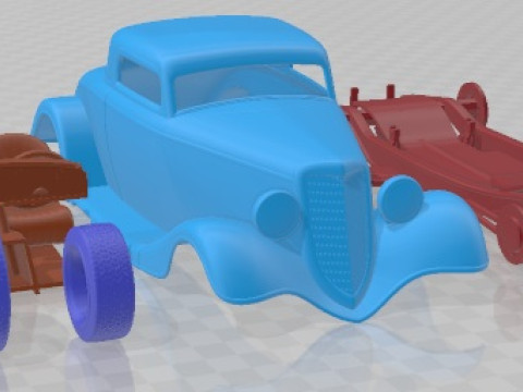 1934 Full Fender Coupe Street Rod Printable Car 3D Print Model