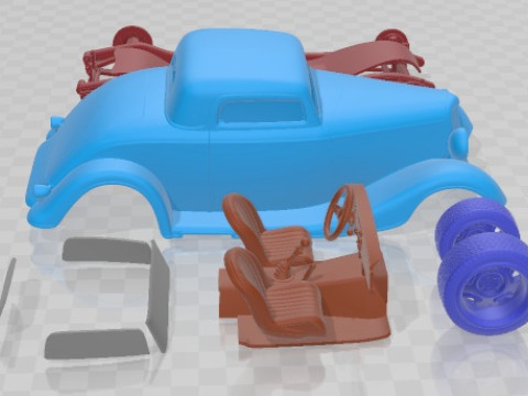 1934 Full Fender Coupe Street Rod Printable Car 3D Print Model