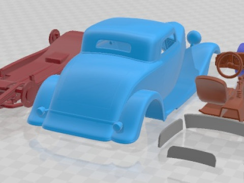 1934 Full Fender Coupe Street Rod Printable Car 3D Print Model