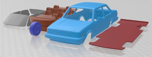 Volkswagen Jetta 1979 Printable Car 3D Print Model .c4d .max .obj .3ds .fbx .stl .blend 