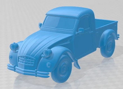 Citroen 2CV Pickup Printable Car 3D Print Model .c4d .max .obj .3ds .fbx .stl .blend 