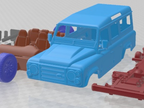 Mobil Cetak Panjang Land Rover Defender 2011 XTech Model Cetak 3D