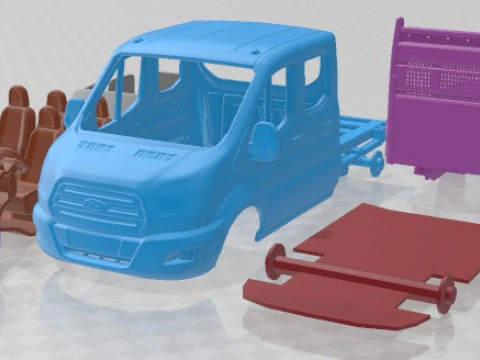 Transit DoubleCab Dropside 2014 Printable Truck 3D Print Model