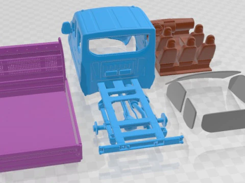 Transit DoubleCab Dropside 2014 Printable Truck 3D Print Model
