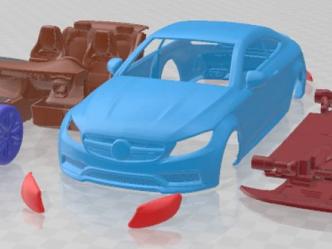 Mercedes Benz C63 AMG Coupe 2016 V2 Printable Car 3D Print Model