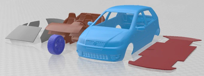 Fiat Punto 5 door 2003 Printable Car 3D Print Model .c4d .max .obj .3ds .fbx .stl .blend 