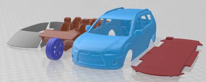 Mitsubishi Outlander GT 2011 Printable Car 3D Print Model .c4d .max .obj .3ds .fbx .stl .blend
