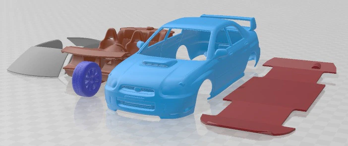 Subaru Impreza STi 2003 Printable Car 3D Print Model .c4d .max .obj .3ds .fbx .stl .blend 
