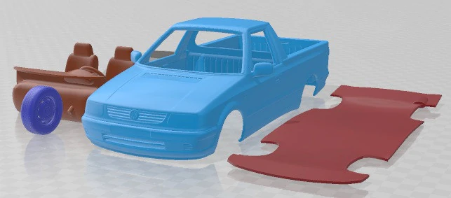 Volkswagen Caddy 1995 Printable Car 3D Print Model .c4d .max .obj .3ds .fbx .stl .blend 