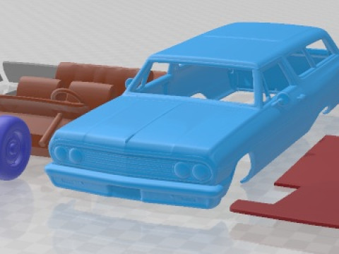 Chevrolet Chevelle 2 Door Wagon 1964 Printable Car 3D Print Model
