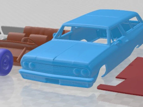 Carro para impress&atilde;o Chevrolet Chevelle 2 portas Wagon 1964 Modelo de Impressão 3D