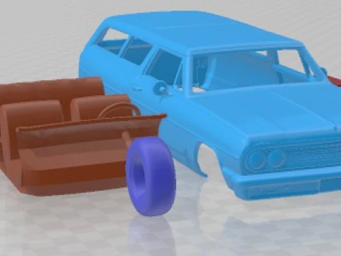 Chevrolet Chevelle 2 Door Wagon 1964 Printable Car 3D Print Model