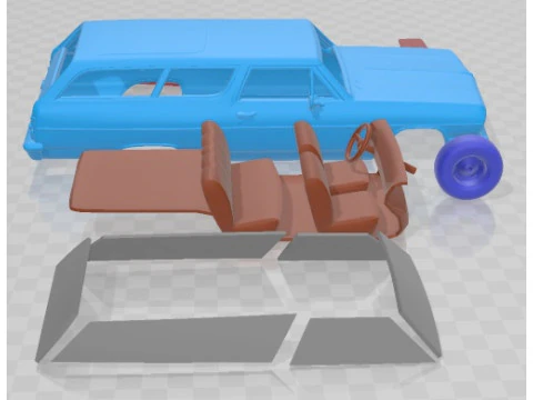 Chevrolet Chevelle 2 Door Wagon 1964 Printable Car 3D Print Model