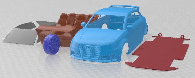 Audi A1 Quattro 2013 Printable Car 3D Print Model .c4d .max .obj .3ds .fbx .stl .blend 