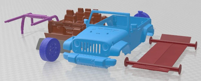 Jeep Wrangler Willys Wheeler 2014 Printable Car 3D Print Model .c4d .max .obj .3ds .fbx .stl .blend 