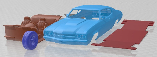 Chevrolet Chevelle SS 396 Hardtop Coupe 1970 Yazdırılabilir Araba 3D Baskı Modeli .c4d .max .obj .3ds .fbx .stl .blend
