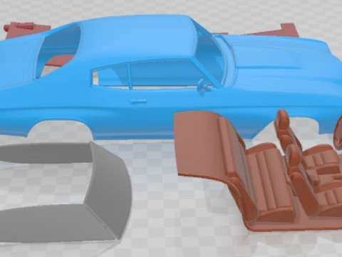 Chevrolet Chevelle SS 396 Hardtop Coupe 1970 Yazdırılabilir Araba 3D Baskı Modeli