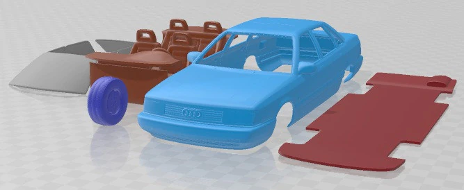 Audi 200 Sedan 1983 Printable Car 3D Print Model .c4d .max .obj .3ds .fbx .stl .blend 