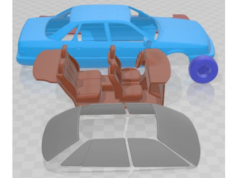 Audi 200 Sedan 1983 Printable Car 3D Print Model