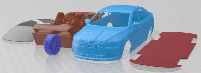 Skoda Octavia Sedan 2013 Printable Car 3D Print Model .c4d .max .obj .3ds .fbx .stl .blend 