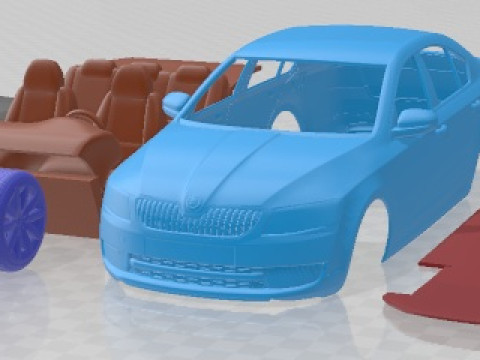 Skoda Octavia Sedan 2013 afdrukbare auto 3D printmodel