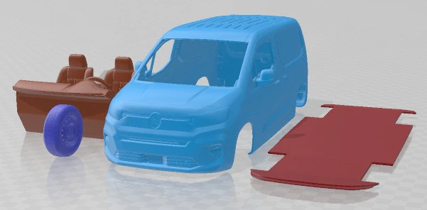 Citroen e Berlingo Van SWB 2024 Printable 3D Print Model .c4d .max .obj .3ds .fbx .stl .blend 