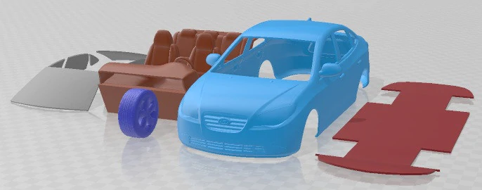 Hyundai Elantra 2010 Printable Car 3D Print Model .c4d .max .obj .3ds .fbx .stl .blend 
