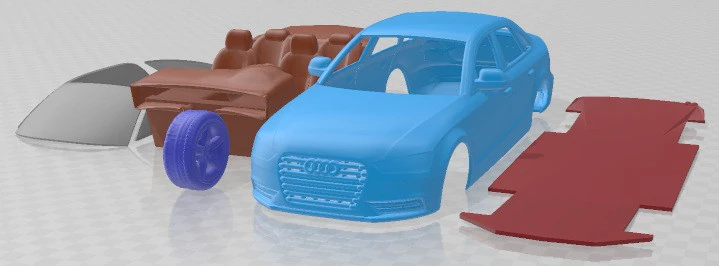 Audi A4 Sedan 2013 Printable Car 3D Print Model .c4d .max .obj .3ds .fbx .stl .blend 
