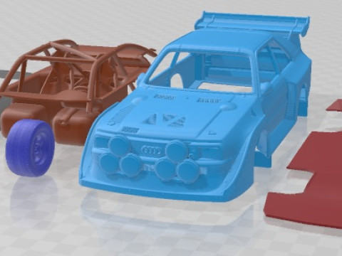 Audi Quattro Sport S1 1985 V2 afdrukbare auto 3D printmodel