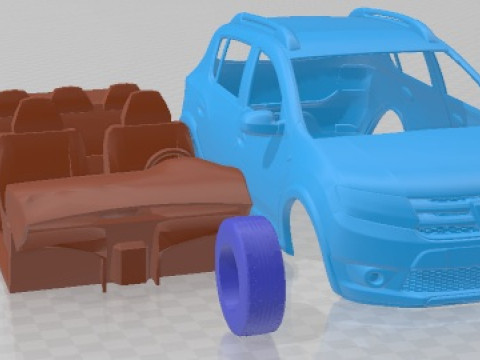 डेसिया सैंडेरो 2013 स्टेपवे प्रिंट करने योग्य कार 3D प्रिंट मॉडल