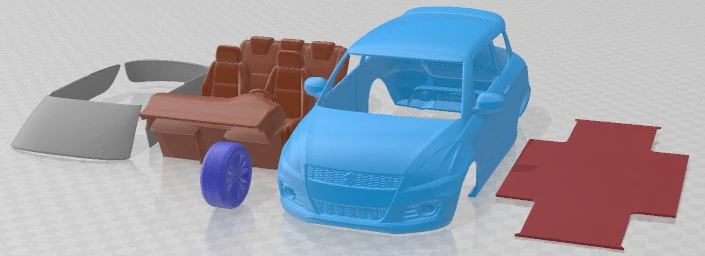 Suzuki Swift Sport 2007 Printable Car 3D Print Model .c4d .max .obj .3ds .fbx .stl .blend 