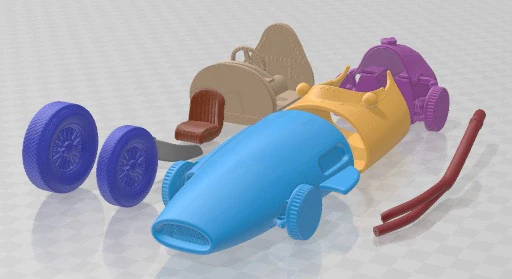 Auto stampabile Maserati 250 F 1954 Grand Prix Modello di stampa 3D .c4d .max .obj .3ds .fbx .stl .blend