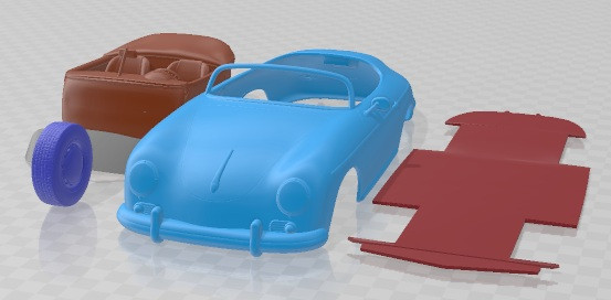 पोर्श 356ए स्पीडस्टर 1955 प्रिंट करने योग्य कार 3D प्रिंट मॉडल .c4d .max .obj .3ds .fbx .stl .blend
