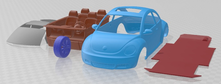 वोक्सवैगन बीटल 2005 प्रिंट करने योग्य कार 3D प्रिंट मॉडल .c4d .max .obj .3ds .fbx .stl .blend 