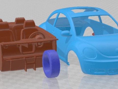 वोक्सवैगन बीटल 2005 प्रिंट करने योग्य कार 3D प्रिंट मॉडल