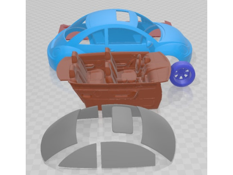 वोक्सवैगन बीटल 2005 प्रिंट करने योग्य कार 3D प्रिंट मॉडल
