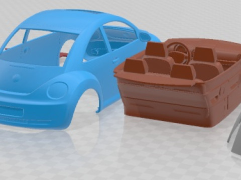 वोक्सवैगन बीटल 2005 प्रिंट करने योग्य कार 3D प्रिंट मॉडल