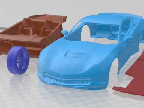 शेवरले कार्वेट C7 स्टिंग्रे कूप 2014 प्रिंट करने योग्य कार 3D प्रिंट मॉडल