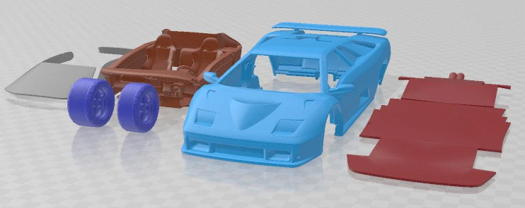 Diablo GT 1999 Printable Car 3D Print Model .c4d .max .obj .3ds .fbx .stl .blend 
