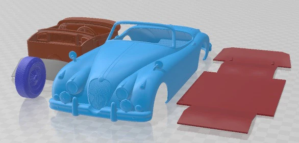 Jaguar XK150 Roadster 1957 Printable Car 3D Print Model .c4d .max .obj .3ds .fbx .stl .blend 