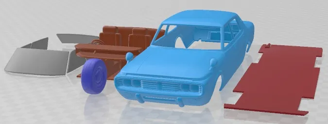 Toyota Crown S60 Sedan 1971 Printable Car 3D Print Model .c4d .max .obj .3ds .fbx .stl .blend 