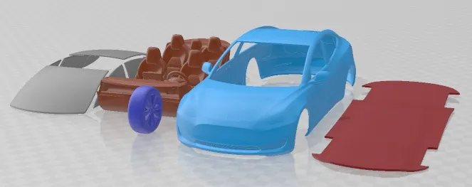 テスラ モデル 3 2018 印刷可能な車 3Dプリントモデル .c4d .max .obj .3ds .fbx .stl .blend