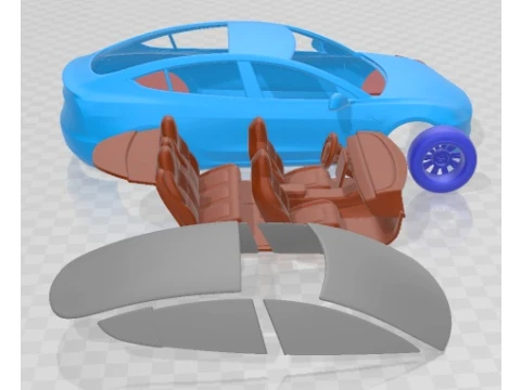 テスラ モデル 3 2018 印刷可能な車 3Dプリントモデル