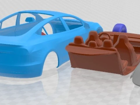 テスラ モデル 3 2018 印刷可能な車 3Dプリントモデル