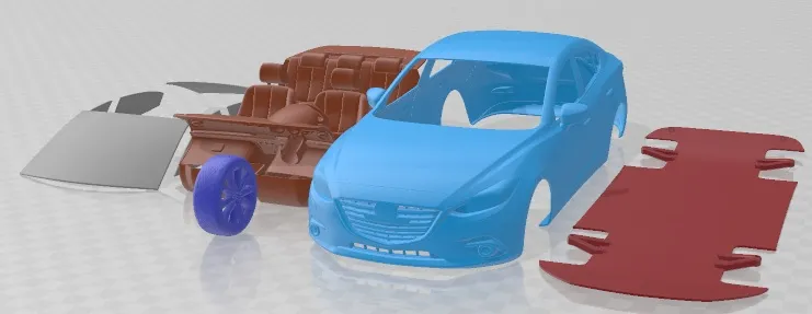 マツダ 3 2018 印刷可能な車 3Dプリントモデル .c4d .max .obj .3ds .fbx .stl .blend