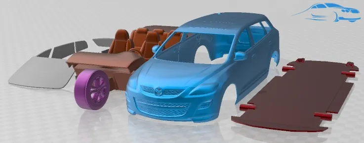 Mazda CX 9 2011 Printable Car 3D Print Model .c4d .max .obj .3ds .fbx .stl .blend 