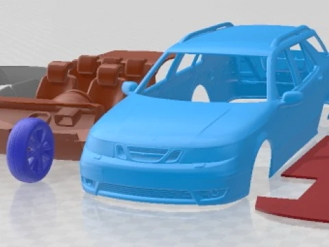Saab 9-5 Wagon Aero 2005 Printable Car 3D Print Model