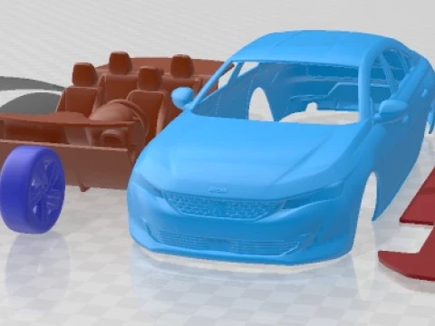 Peugeot 508 GT 2019 Yazdırılabilir Araba 3D Baskı Modeli