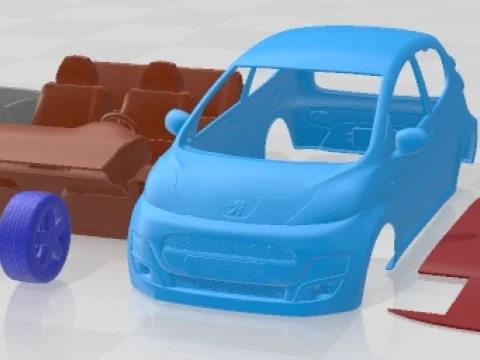 Peugeot 107 5 Kapı 2013 Yazdırılabilir Araba 3D Baskı Modeli