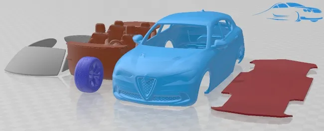 Alfa Romeo Stelvio Quadrifoglio 2018 Printable Car 3D Print Model .c4d .max .obj .3ds .fbx .stl .blend 